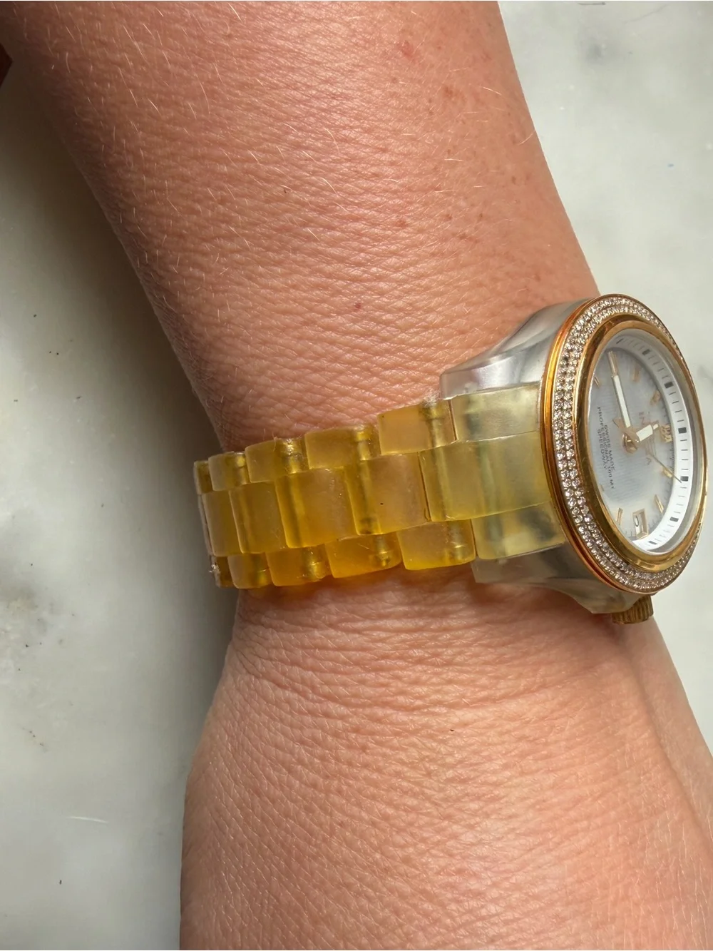 Invicta Diamond Bezel Yellow Resin sport watch